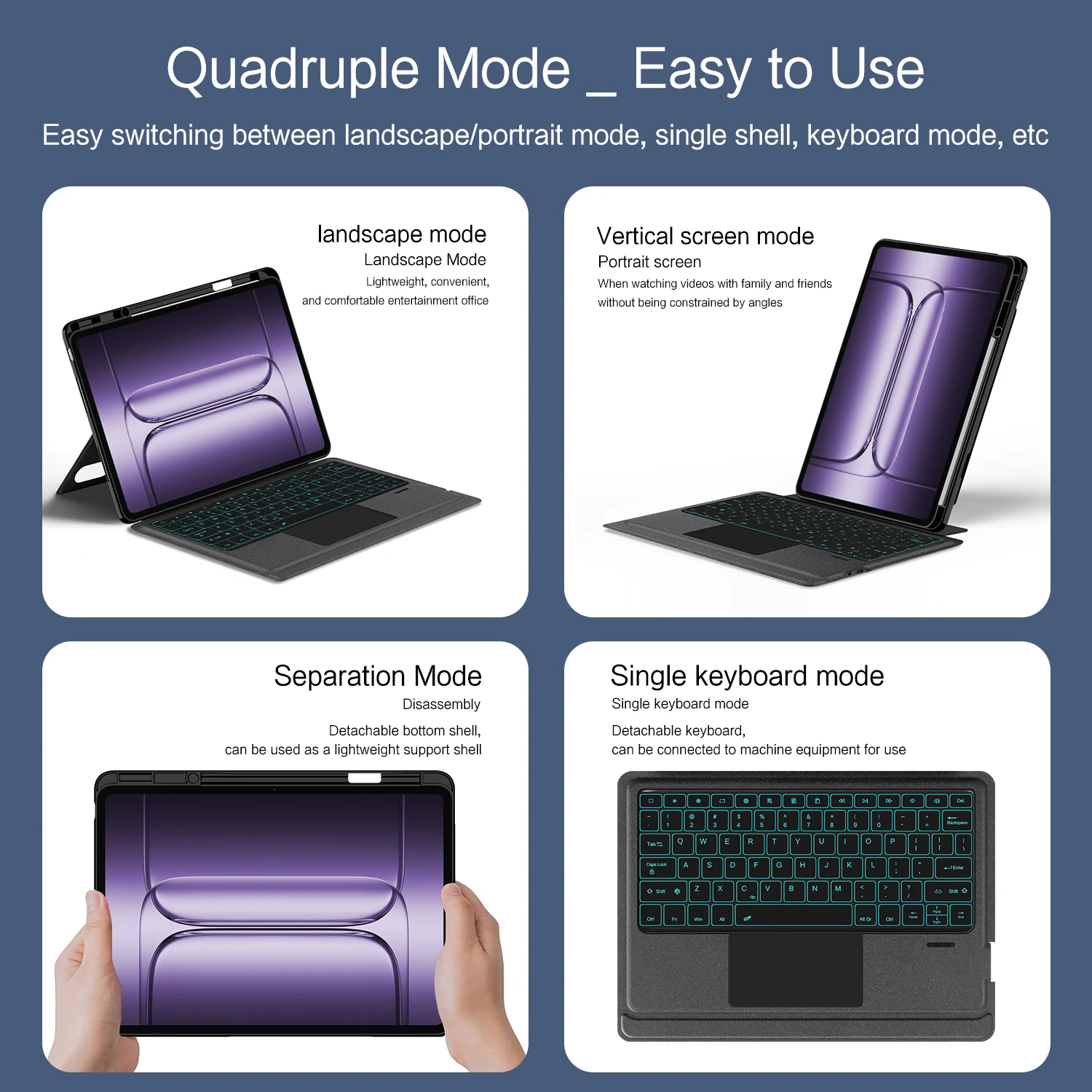 AJIUYU teclado táctil para OnePlus Pad2 PRO 2025 funda OnePlus Pad 2 Pro 13,2 pulgadas OPD2413 cubierta de teclado mágico desmontable - imagen 5