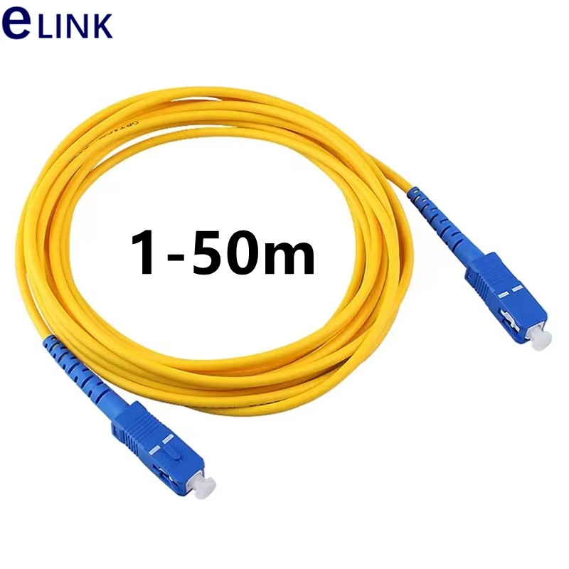 Cable de conexión de fibra óptica 1-50mtr SC-SC SX SM 5m 10m 20m 30m 3,0mm 2,0mm monomodo Simplex SC/UPC puente óptico de fibra PVC ELINK