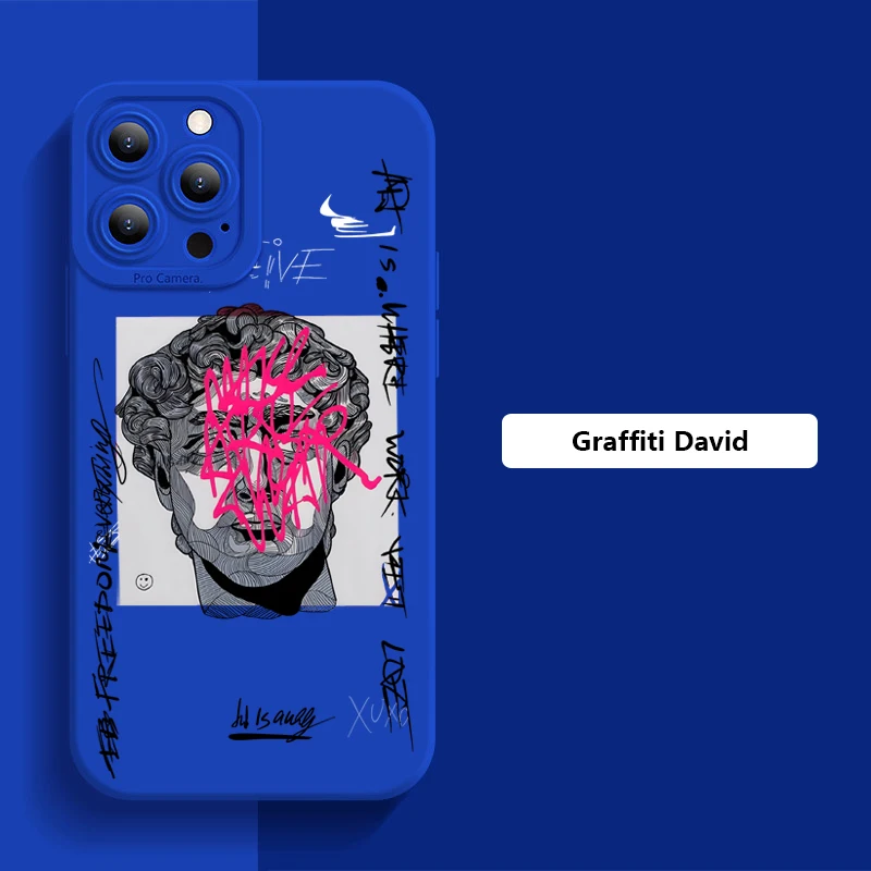 Graffiti gran arte estético David funda para iPhone 15 Pro Max fundas iPhone 14 13 12 11 XS Max XR X 7 8 Plus SE 2 2020 funda suave - imagen 2