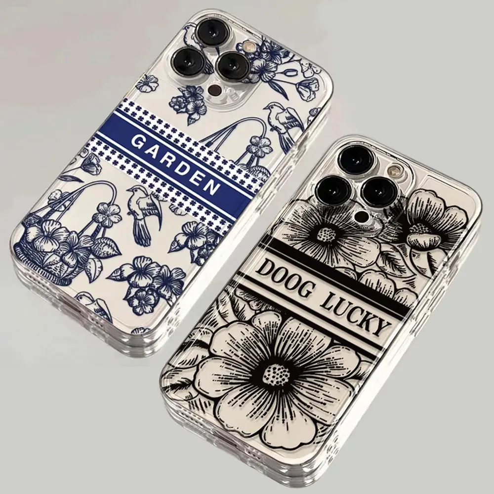 Funda transparente de lujo con flores de la suerte para Samsung A73 A72 A55 A52 A51 A50 A35 A33 A32 A31 A30 A24 A23 A22 A13 A06 A05 5G