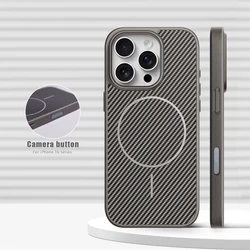 Funda Fibra Carbono MagSafe para iPhone 16-13 con Botón Cámara