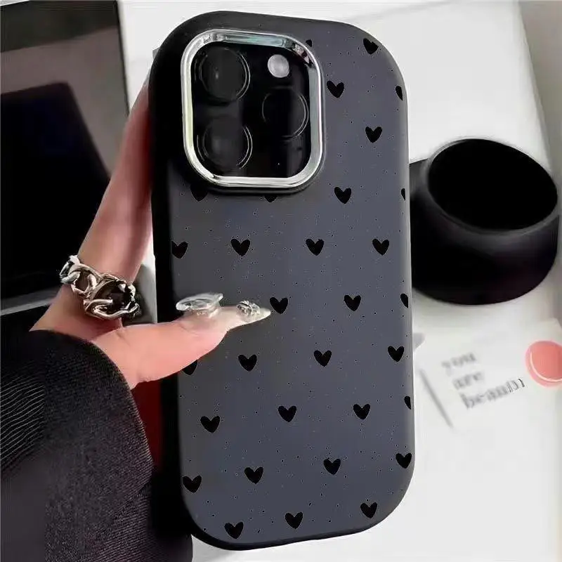 Funda de teléfono para VIVO Y20 Y15S Y17 Y19 Y16 V29 V23 V20 Pro S1 S16 Y72 Y75 5G, funda suave con corazón de amor, lente de Metal chapada - imagen 4