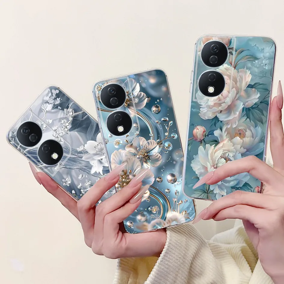 Funda para Honor X7b 5G cubierta CLK-LX1 CLK-LX2 CLK-LX3 nuevo diseño de flores elegante Funda de silicona suave para Honor X7 X7a HonorX7 Capa - imagen 5