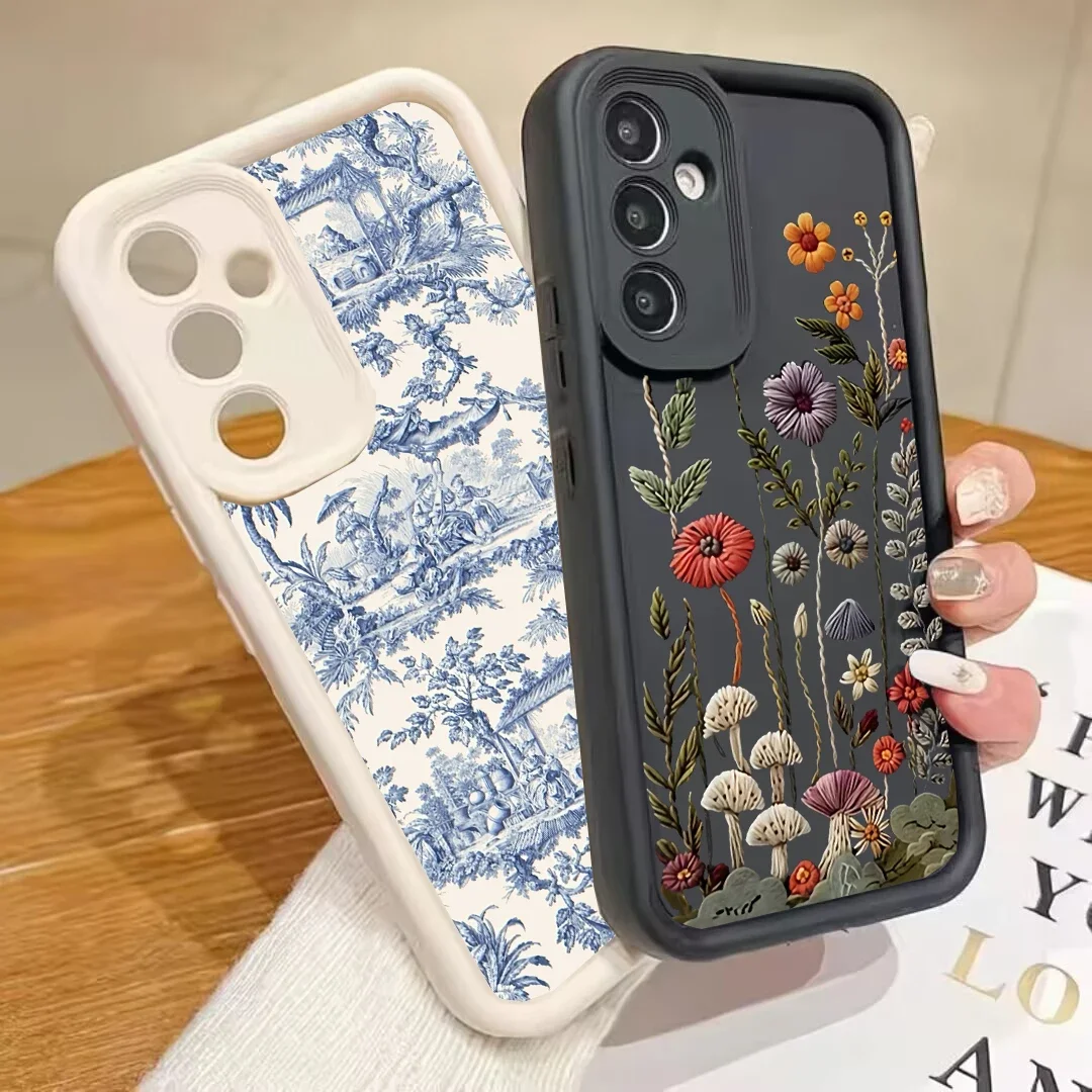 Funda para Samsung Galaxy A56 A36 A17 A07 A55 A35 A54 A34 A14 A24 A53 A52 A72 elegante funda de silicona Y2K de lirio rosa