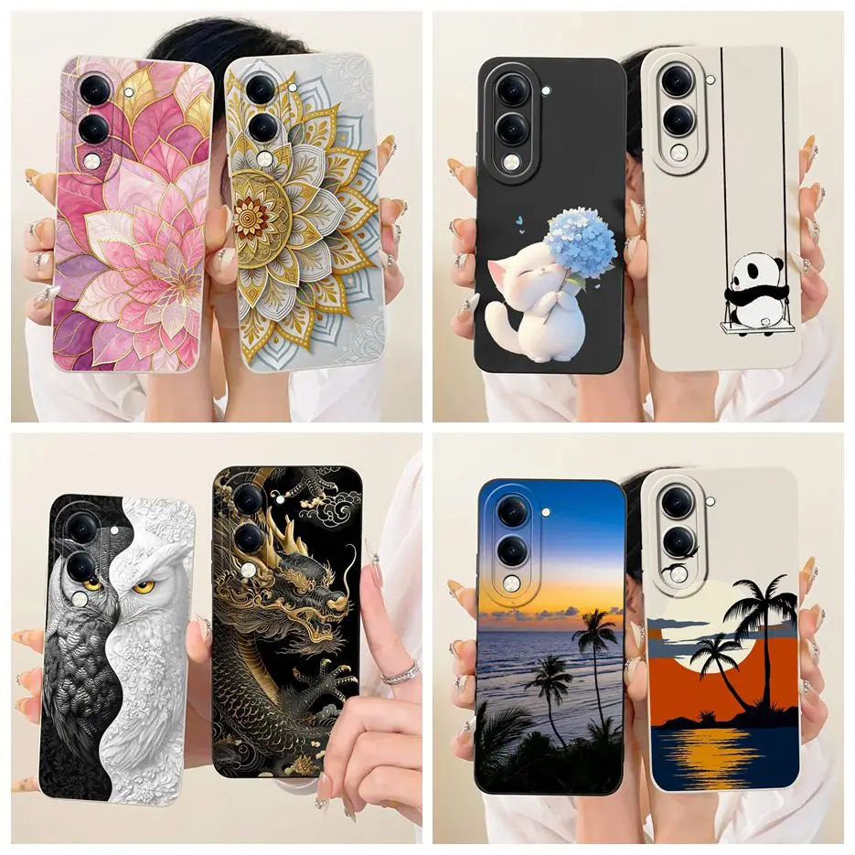 Para Vivo Y04 4G funda V2430 Linda funda pintada de dibujos animados de caramelo funda de teléfono de silicona suave para Vivo Y29s Y 29s VivoY04 VivoY29s Fundas