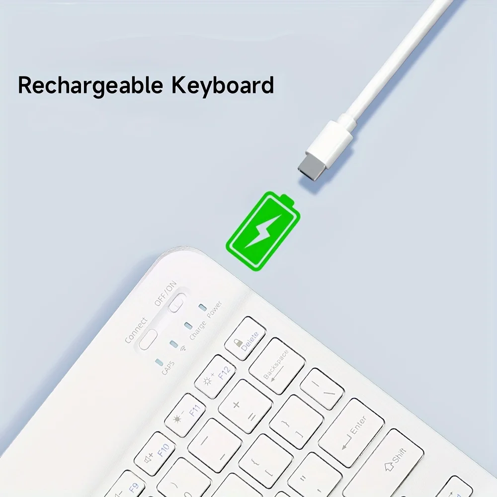 Teclado inalámbrico compatible con Bluetooth, teclado recargable para iPad, iPhone, tableta, portátil, Compatible con Android/Windows/iOS - imagen 3