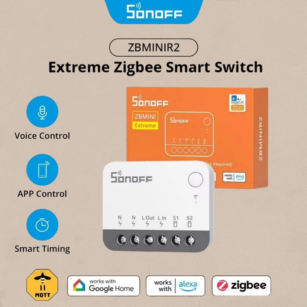 SONOFF ZBMINIR2 Extreme Sonoff Zbmini R2 Sonoff Zigbee interruptor tamaño pequeño señal más ancha modo de relé de separación Cable Neutral requerido