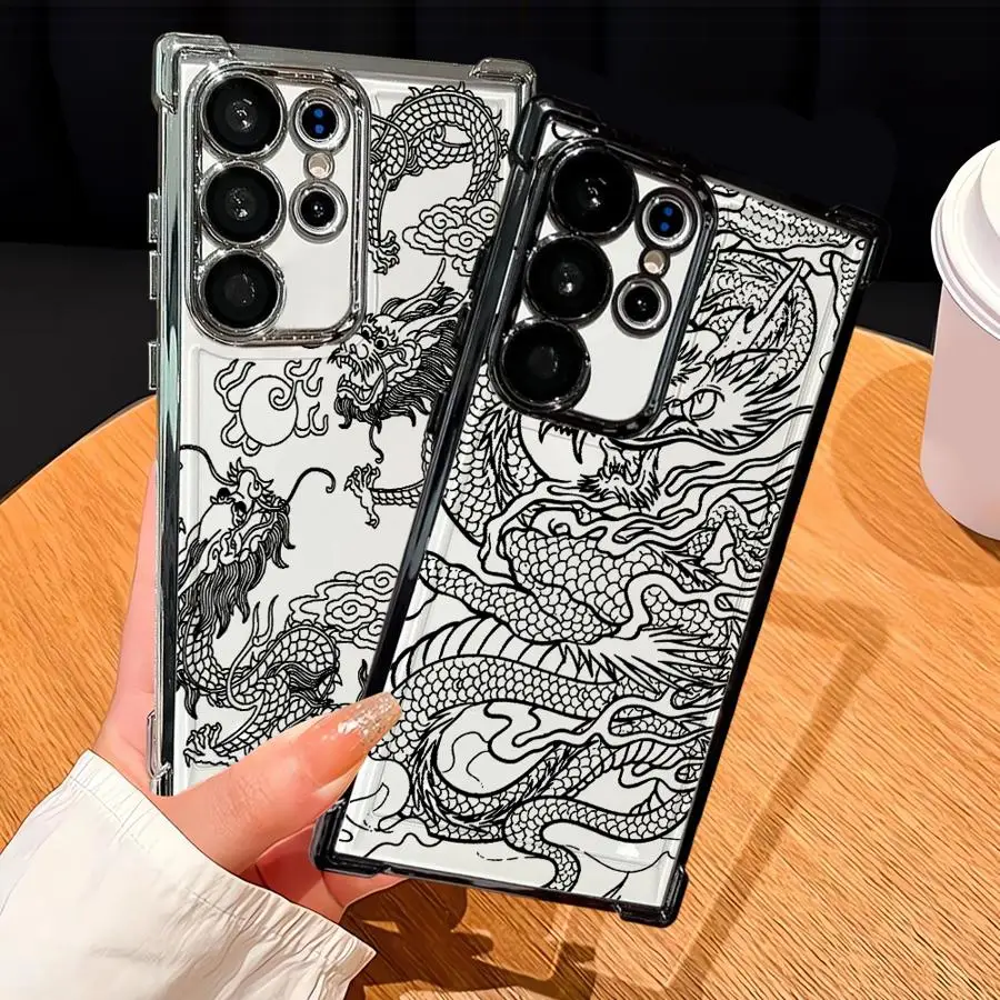Cool Chinese Loong Funda para Samsung Galaxy S23 S22 Ultra S21 Plus S20 FE S25 Edge S24 Funda transparente