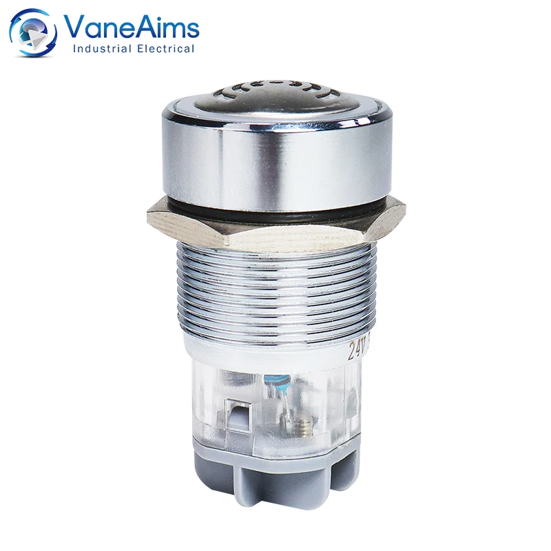 Zumbador de Flash LED de 16/19/22mm, 12V, 24V, 220V, alarma de sonido intermitente, lámpara de señal, Flash, zumbador de metal, resistente al agua IP65 - imagen 4