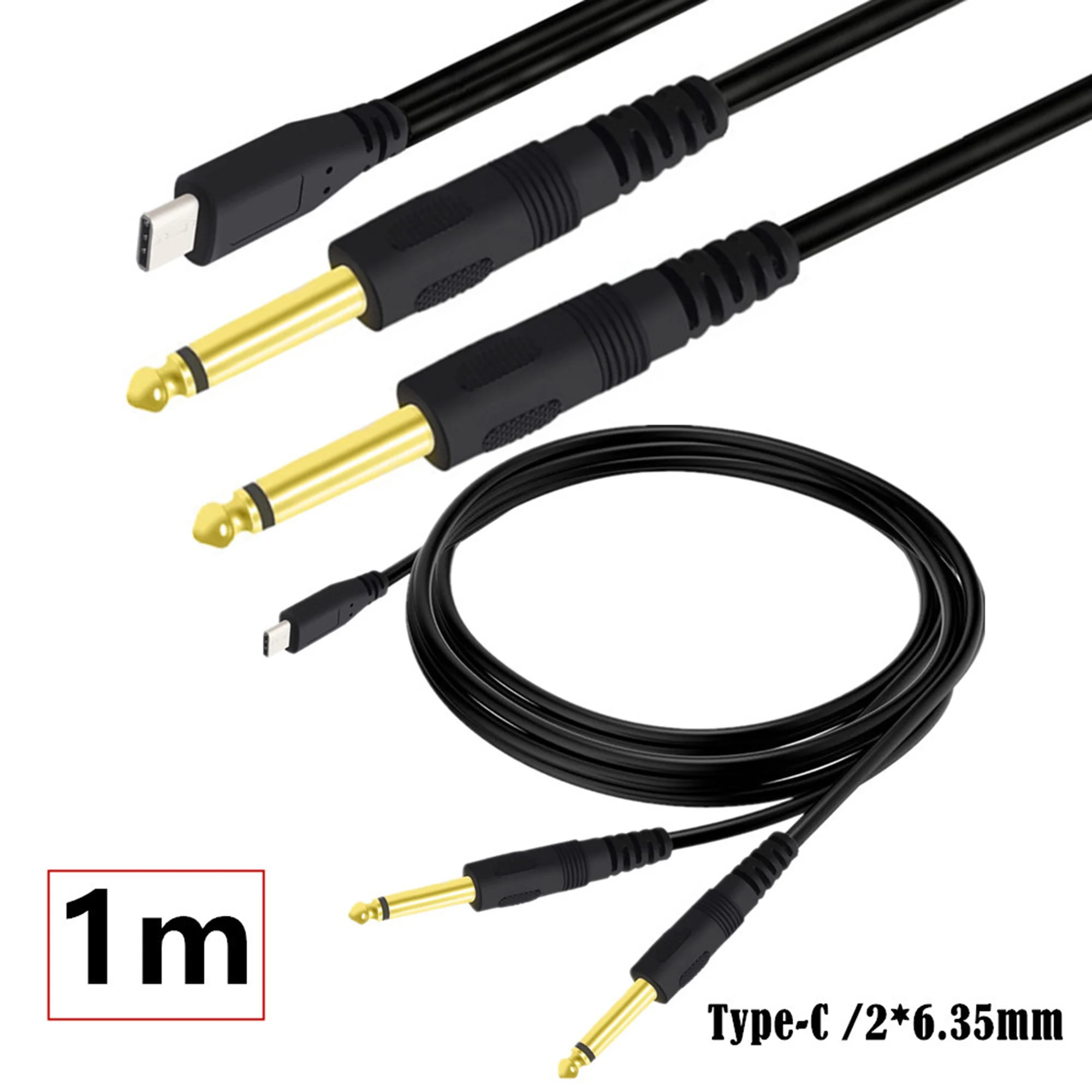USB C a Dual 6,35mm 1/4 "TS Mono Y-Splitter Cable de Audio para Smartphone tableta portátil enlace a amplificador consola mezcladora altavoz - imagen 2