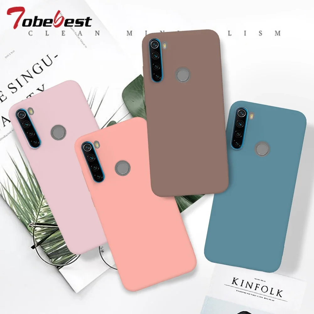 Funda de silicona suave para Xiaomi Redmi Note 8T, 8, 7, 7A, 6, 6A, 5, 9, 9S Pro, funda mate de TPU suave, Color sólido caramelo
