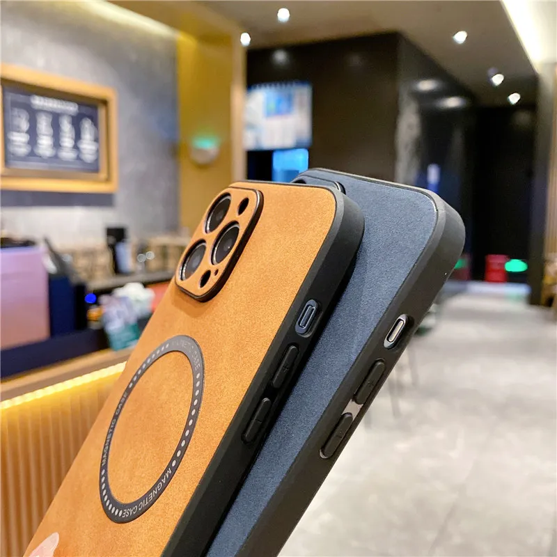 Funda Macsafe de carga inalámbrica magnética de cuero para Magsafe IPhone 14 15 13 12 11 16 Pro Max Plus XR 16Pro 15Pro Mac funda segura - imagen 5