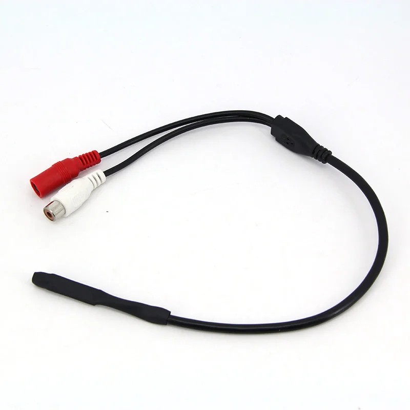 Mini micrófono pastilla Monitor de sonido pastilla de Audio DC 12V RCA Cable de alimentación para cámara de vídeo Cctv DVR