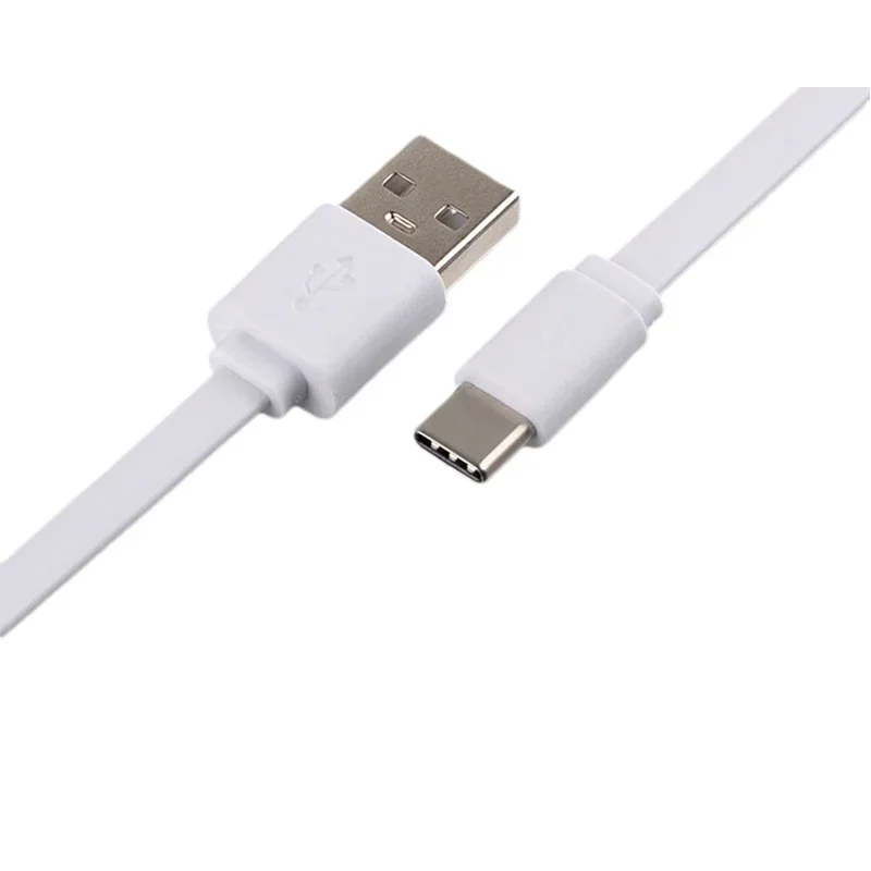Nuevo cable USB tipo C de 50cm / 1M 5V 2A cable plano de carga de energía móvil cable de datos de fideos tipo C para Huawei xiaomi