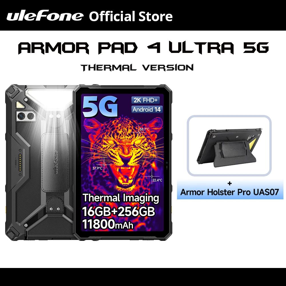 Ulefone Armor Pad 4 Ultra 5G tableta resistente lmaging térmica 11800mAh 10,36 "2K 16GB + 256GB Android 14 luz LED