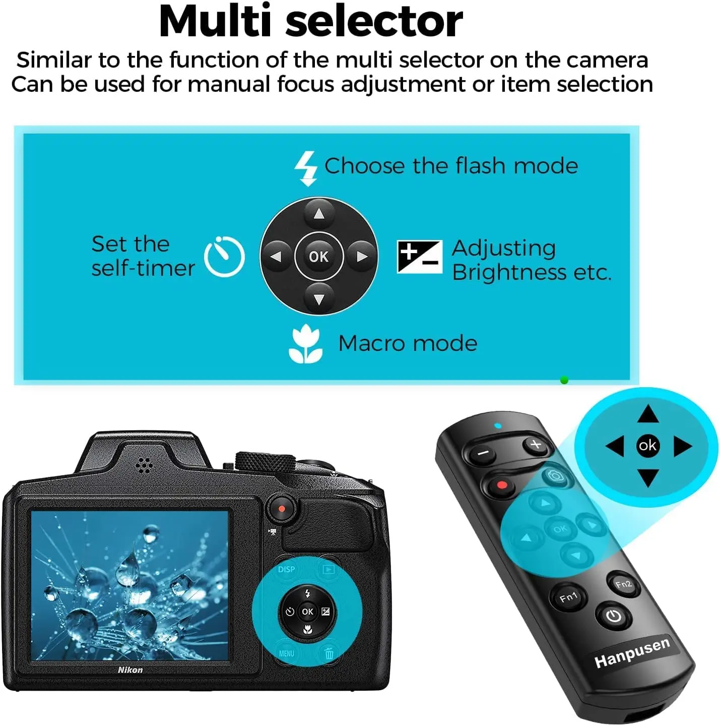 Hanpusen ML-L7B Disparador de control remoto inalámbrico para Nikon Z5 Z30 Z6II Z7II Zfc Z50 P950 A1000 B600 P1000; como Nikon ML-L7 - imagen 5