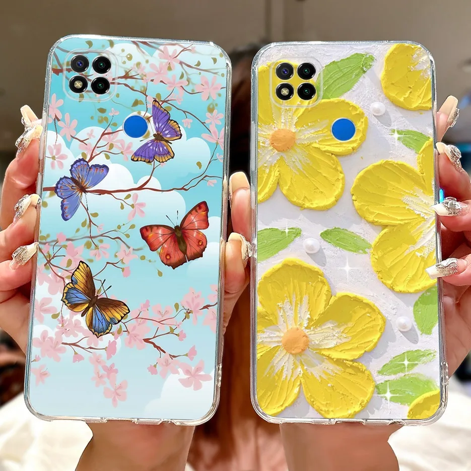 Para Xiaomi Redmi 9C funda colorida flores pintadas funda de teléfono de silicona suave para Xiaomi Redmi 9C NFC Redmi9C bolsas de cubierta trasera - imagen 5
