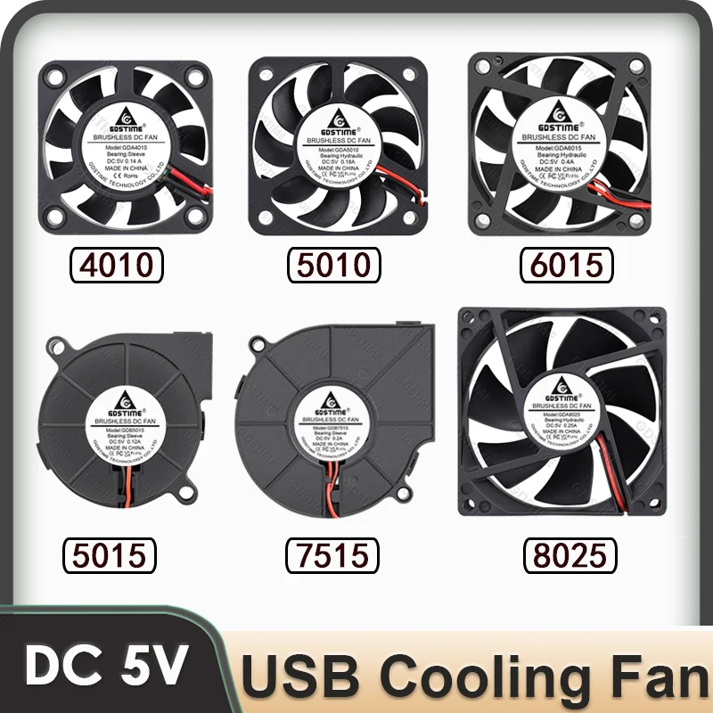 Gdstime DC 5V ventilador enfriador USB ventilador de escape sin escobillas 40MM/50MM/60MM/70MM/80MM accesorios de radiador para refrigeración de impresora 3D - imagen 2