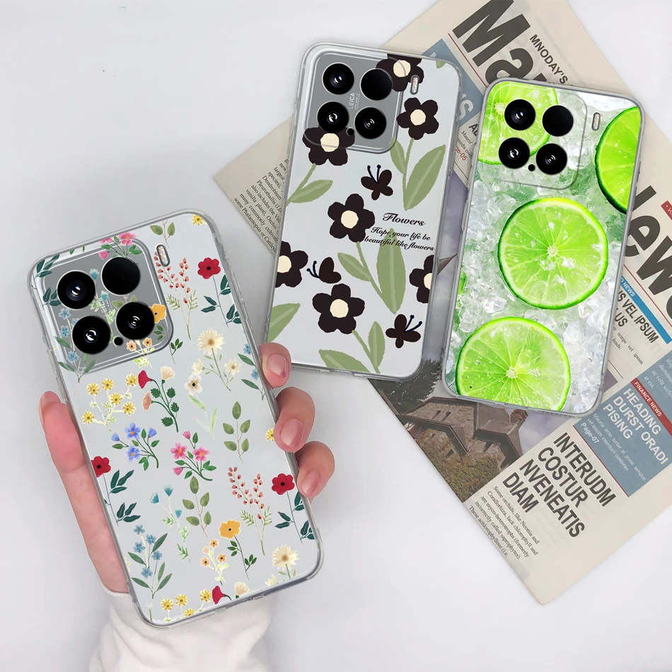 Funda de flores de ocio para Xiaomi 15 Pro, bolsas transparentes para teléfono, funda trasera suave colorida para Xiaomi15 15Pro, carcasa anticaída de silicona - imagen 4
