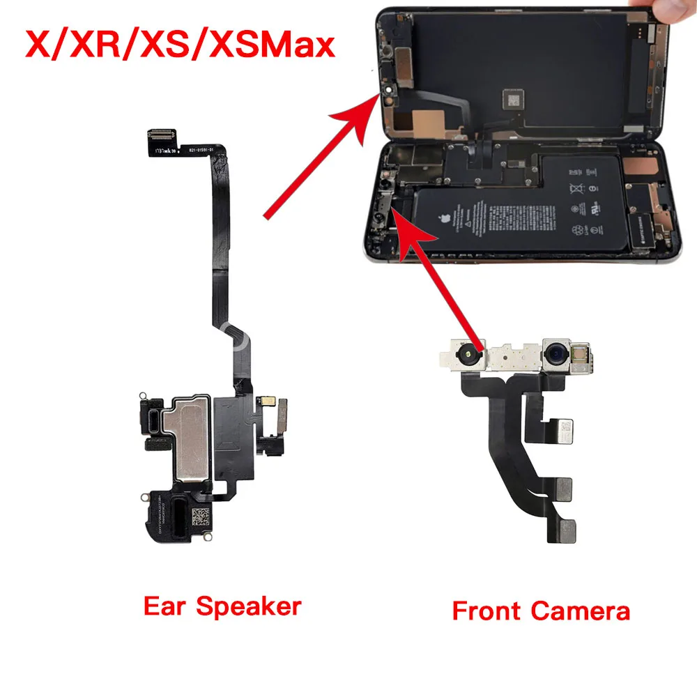 Altavoz de oído para iPhone X XR XS Max, módulo de cámara frontal de repuesto con Sensor de luz de proximidad, Cable flexible sin identificación facial - imagen 2