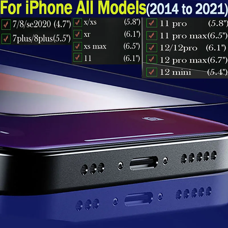 3 uds protector de pantalla antiluz azul para iPhone 11 12 13 14 15 Pro Max 6S 7 8 Plus XS XR XS Max SE2022 vidrio templado para el cuidado de los ojos - imagen 3