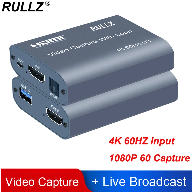 Tarjeta de captura de Audio y vídeo 4K 60HZ USB 3,0 con bucle 1080P 60fps HDMI caja de grabación de vídeo para PS4 cámara de grabación de juegos transmisión en vivo - imagen 2