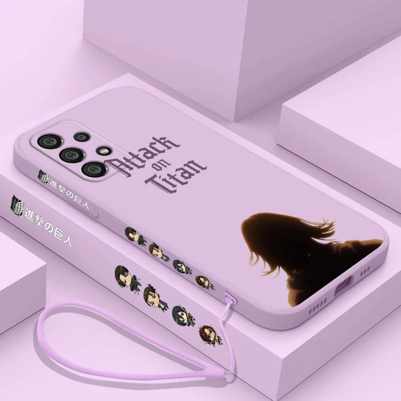 Funda de teléfono Attack On Titan para Samsung, A55, A53, A33, A52, A32, A71, A51, A21S, A35, A25, 5G, cuerda líquida izquierda - imagen 3