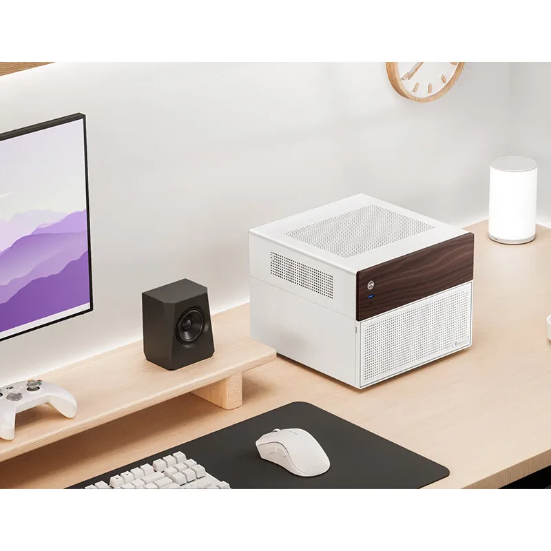 JONSBO N4 chasis NAS negro M-ATX placa base ranura de alimentación SFX 6 grandes 2 ranuras para disco duro pequeñas 120mm x 1 ventilador Panel decorativo de nogal - imagen 3