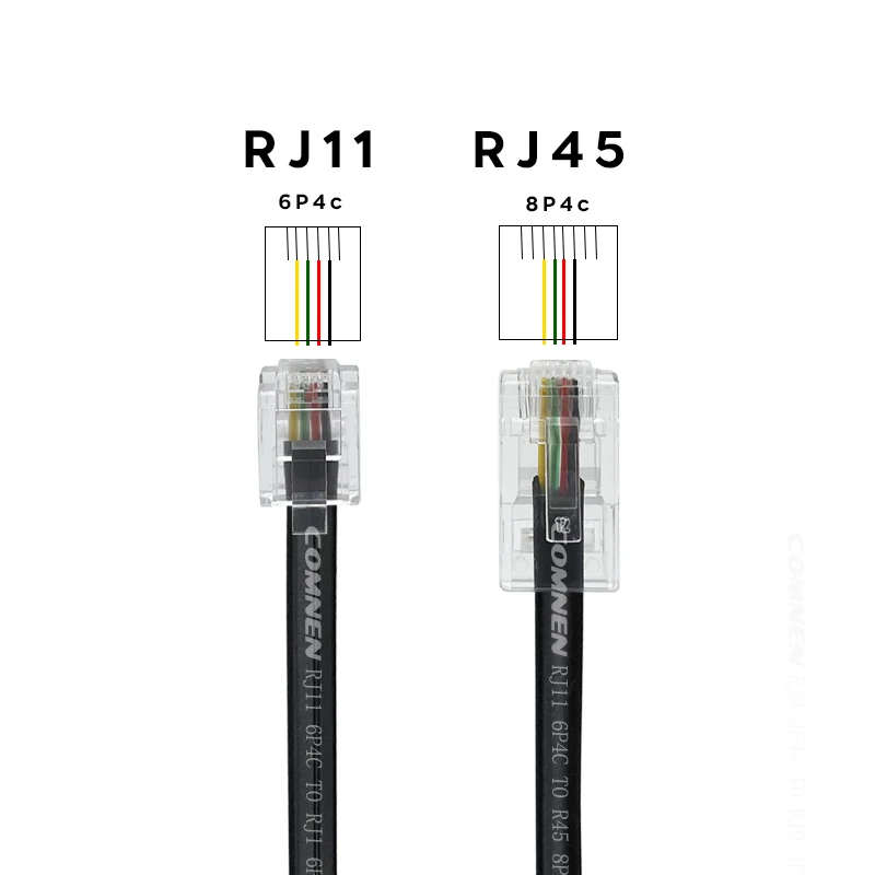 COMNEN RJ11 a RJ45 adaptador Cable de datos teléfono macho a macho Cable de datos Modular auricular extensión de voz Cable de datos telefónico - imagen 4