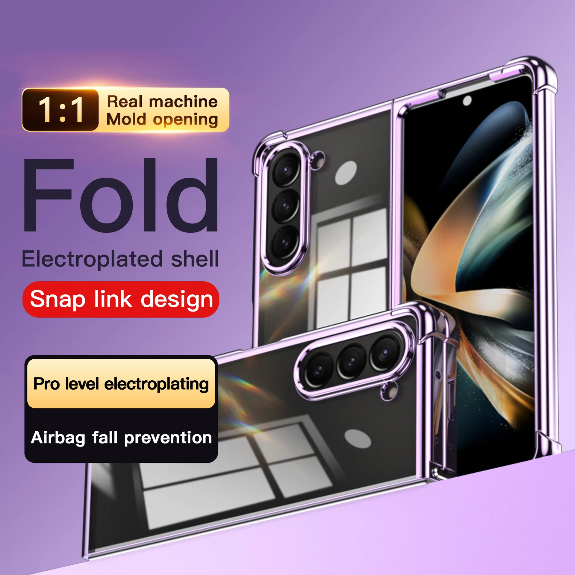 Funda chapada 2025 para Samsung Galaxy Z Fold 7 6 5 TPU funda antigolpes de lujo transparente fundas de moda para Fold5 Fold6 Fold7