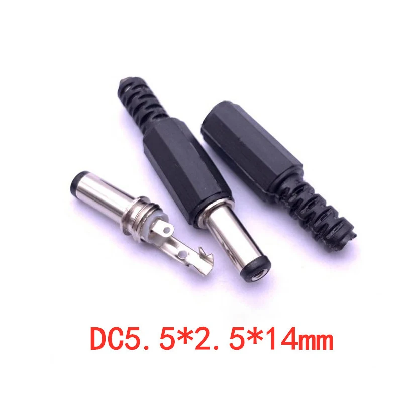 Conector macho hembra de 5,5mm x 2,5mm, enchufe de alimentación CC, 5,5x2,1mm, adaptador tipo soldadura, conector, enchufes de barril CC - imagen 3
