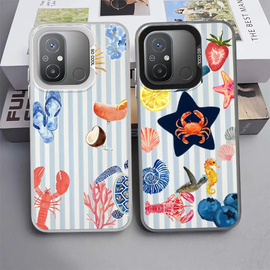 Funda trasera de teléfono para Xiaomi Redmi 9C 14C K60 13C 9T A1 A2 Plus A5 10C 12C Marinc Life cangrejos langostas geniales
