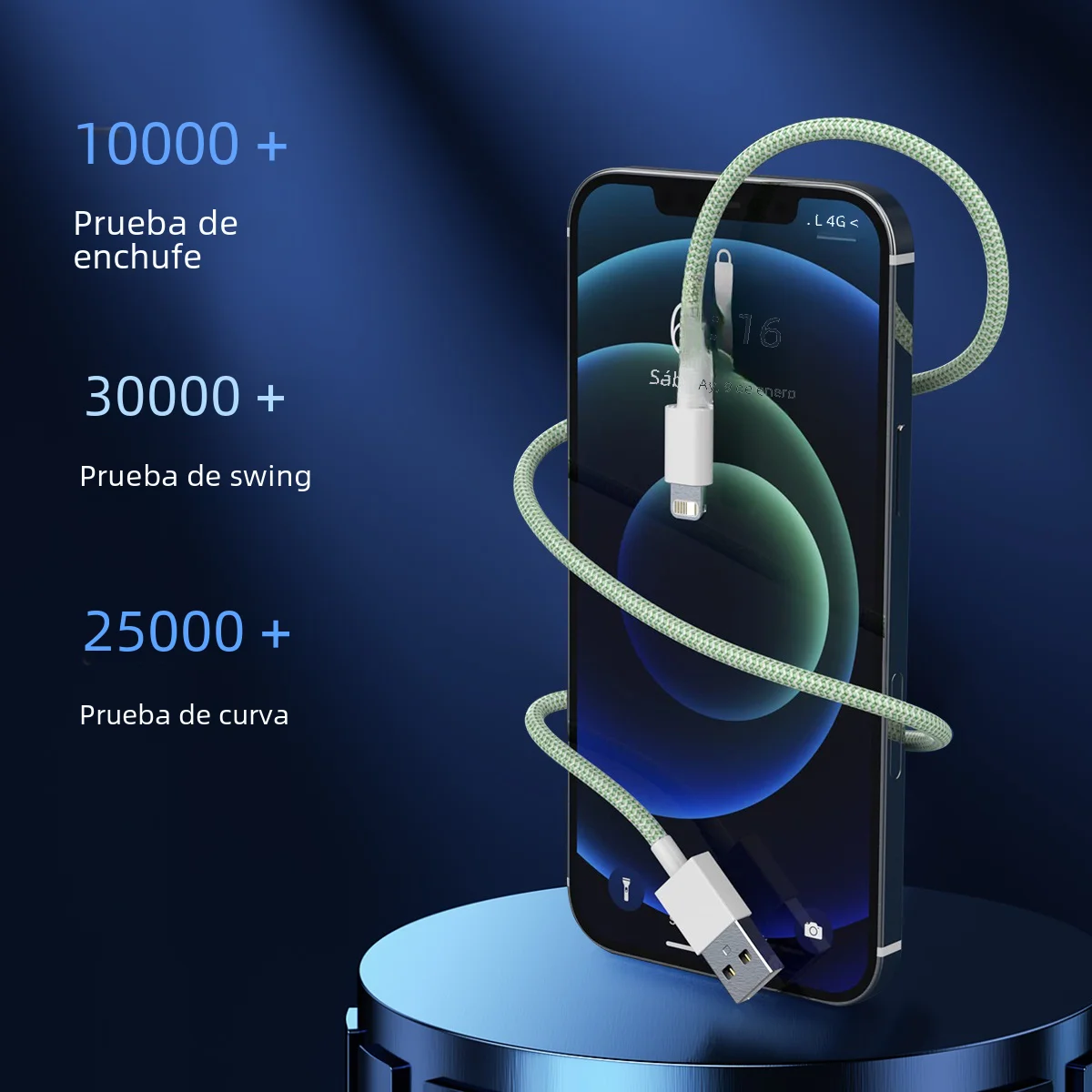 Cable USB para iPhone 14, 13, 12, 11 Pro Max Xs 8 Plus, iPad, Macbook, Cable 3A, carga rápida tipo C para Cable de datos de iluminación - imagen 2