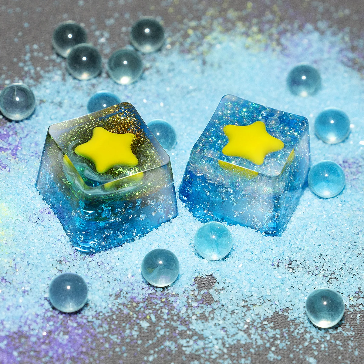 Accesorios para teclado mecánico, 1 piezas, hecho a mano, resina, personalidad, translúcido, Bahía mirador de estrellas, eje cruzado, OEM - imagen 2