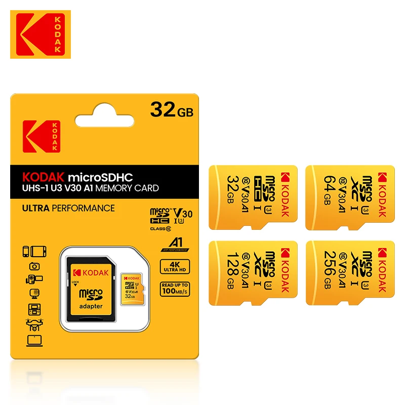 Tarjeta de memoria Original KODAK 32GB 64GB 128GB 256GB 64GB U3 4K tarjeta Micro TF SD 64G SDHC Mini microsd UHS-I C10 TF Trans Flash - imagen 4