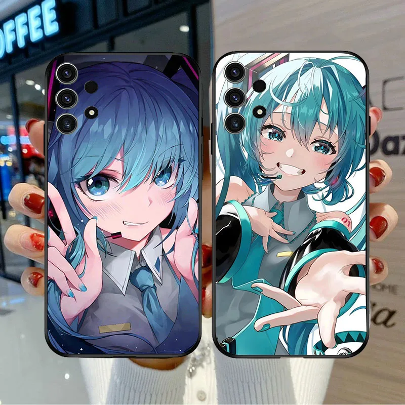 BD-32 Hatsune Mikus funda negra para Samsung A13 A52S A73 A72 A52 A33 A32 S22 Ultra Plus - imagen 5