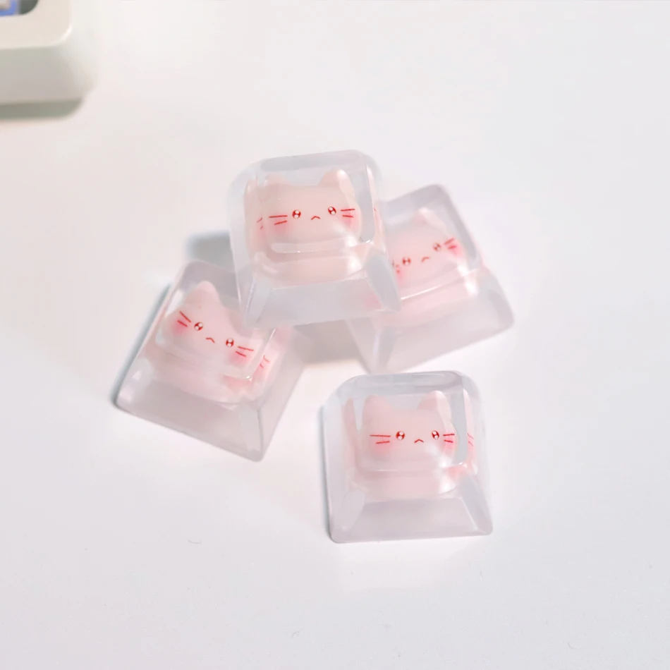 Diy transparente gato Keycap para teclado mecánico Cherry Axis diseño personalizado teclas de dirección lindo 1U/1.25U tapas de juego personalizadas - imagen 3