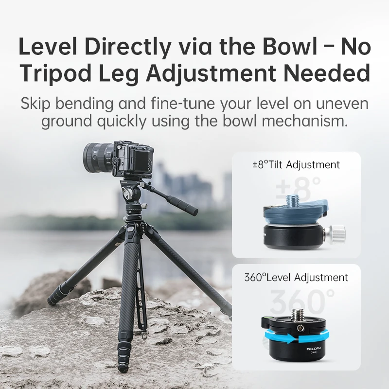 Ulanzi FALCAM Mini cabeza de bola tipo cuenco (W40) ±8 °   Ajuste de inclinación 360 °   Carga de ajuste de nivel Cabezal de bola de metal de 5 kg - imagen 2