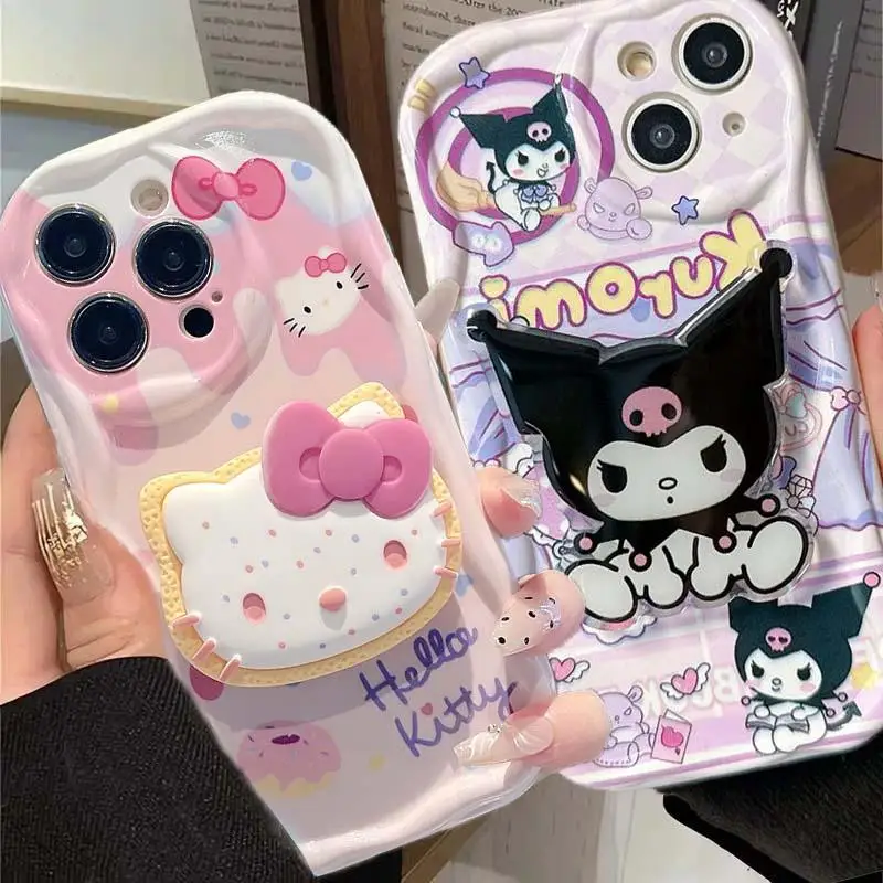 Funda con soporte 3D Hello Kitty Kuromi para Infinix GT20 Pro Note 40 Zero 30 Hot 40i Smart 8 Tecno Spark 20 Cover Capa Soft Cu