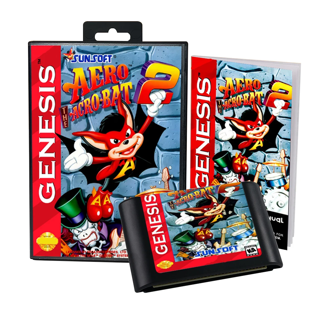 Cartucho de juego Retro Aero el Acro-Bat2 de 16 bits para consolas de videojuegos Sega Genesis Megadrive - imagen 4