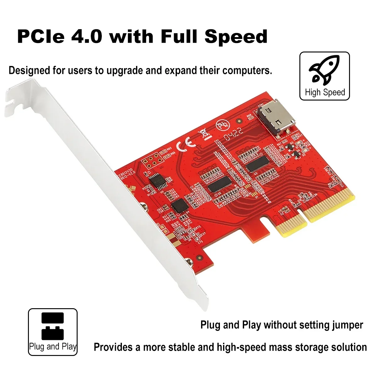 IOCREST PCIe 4,0 x4 Gen4 con Redriver a Oculink 4i SFF-8612 adaptador de tarjeta adicional conexión de velocidad completa 2,5 ''U.2 NVMe SSD