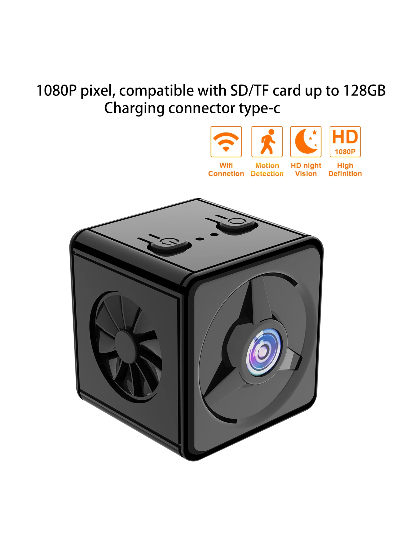 Cámara de visión nocturna inalámbrica Hd, 1080P, gran angular de disparo HD, almacenamiento con tarjeta TF, control remoto para teléfono móvil, cámara de ciclo de 360 °