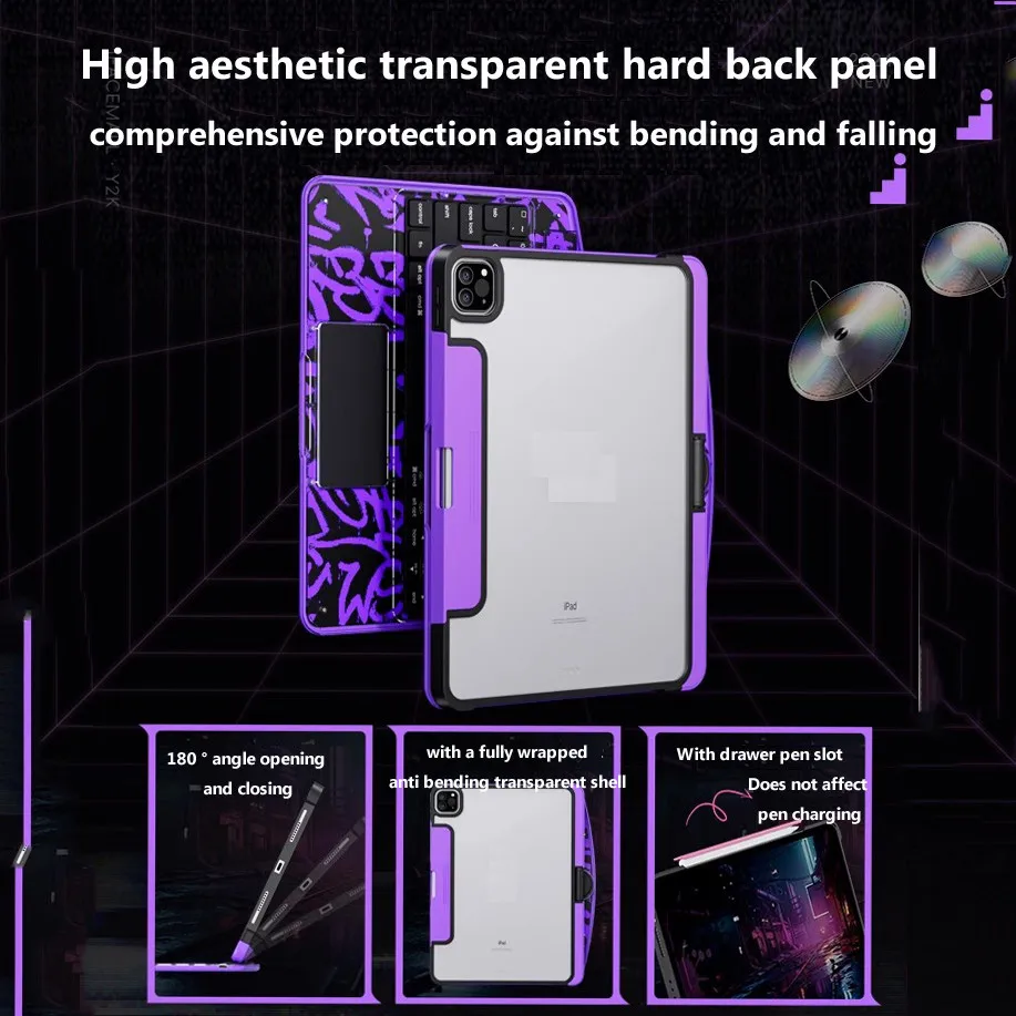 Funda con teclado con panel táctil para IPad 11. a generación A16 2025 7a 8a 9a generación 10,2 Pro11 Air5 Air4 10,9 Air6 10.9 funda retroiluminada con Bluetooth - imagen 2