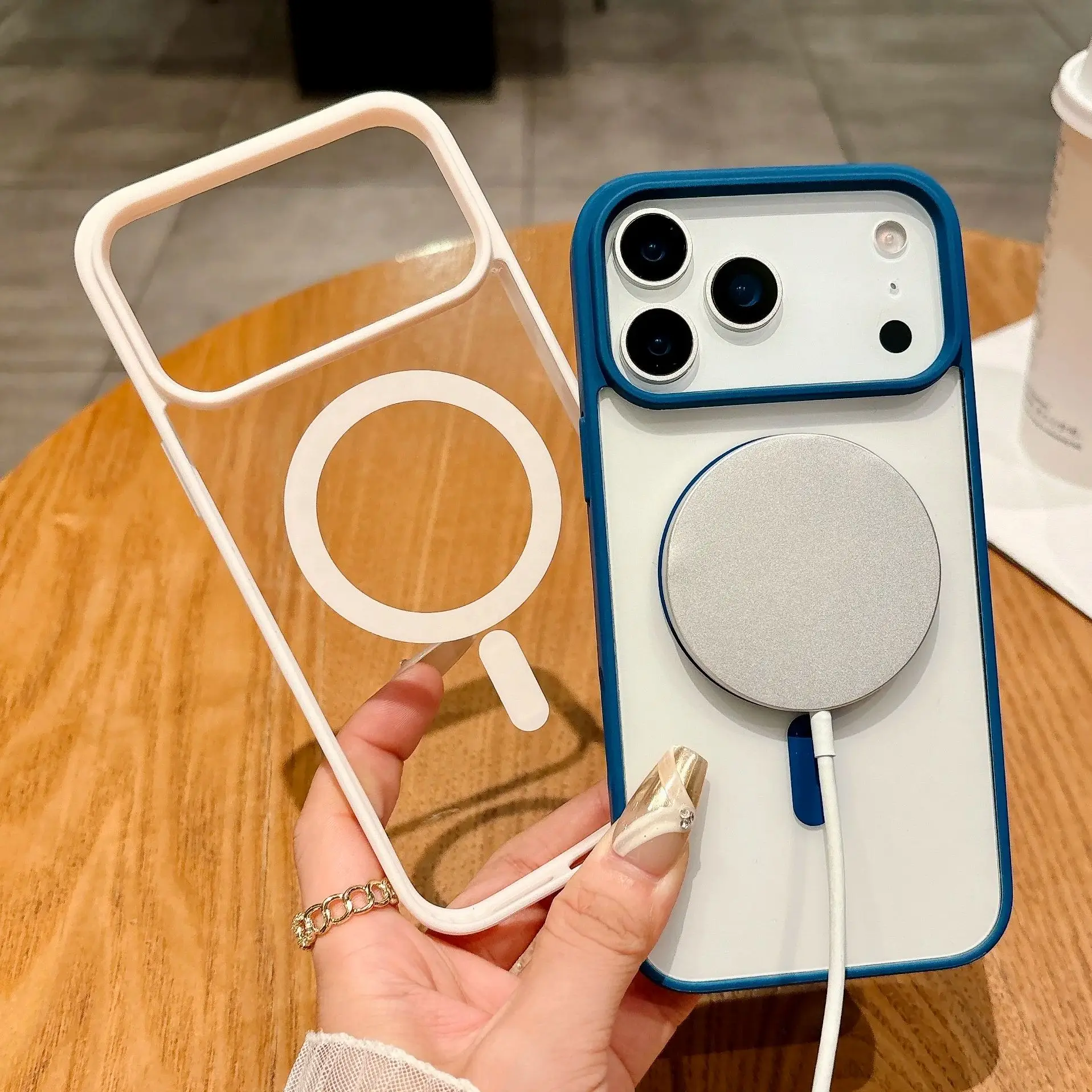 Funda magnética transparente esmerilada para iPhone 17 Air 16E 16 15 14 13 12 11 Mini Pro Max Plus para Magsafe cubierta trasera de PC a prueba de golpes - imagen 3