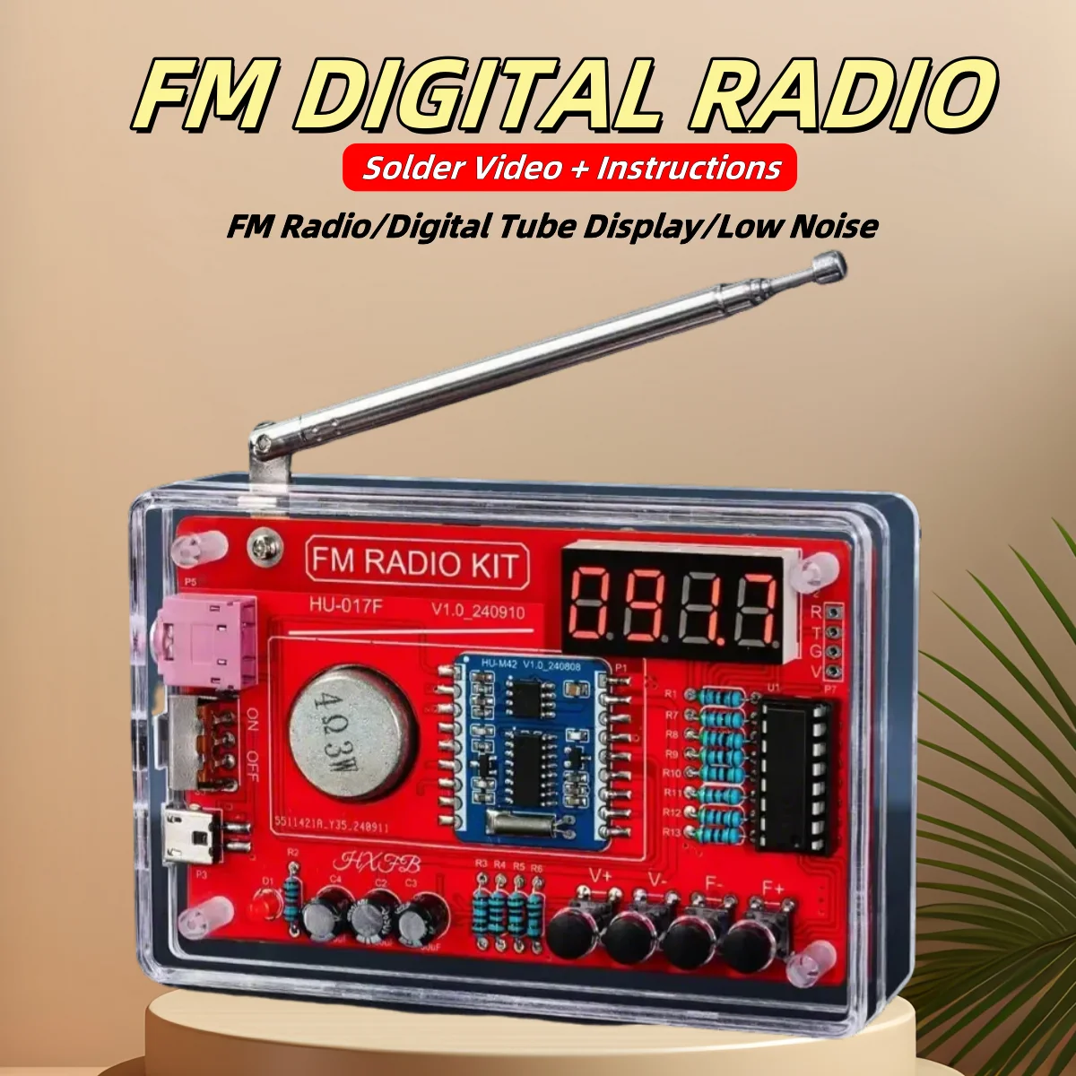 Kit electrónico de Radio FM DIY, frecuencia ajustable 87-108MHz, pantalla Digital, proyecto de soldadura DIY, práctica de soldadura RDA5807 - imagen 2
