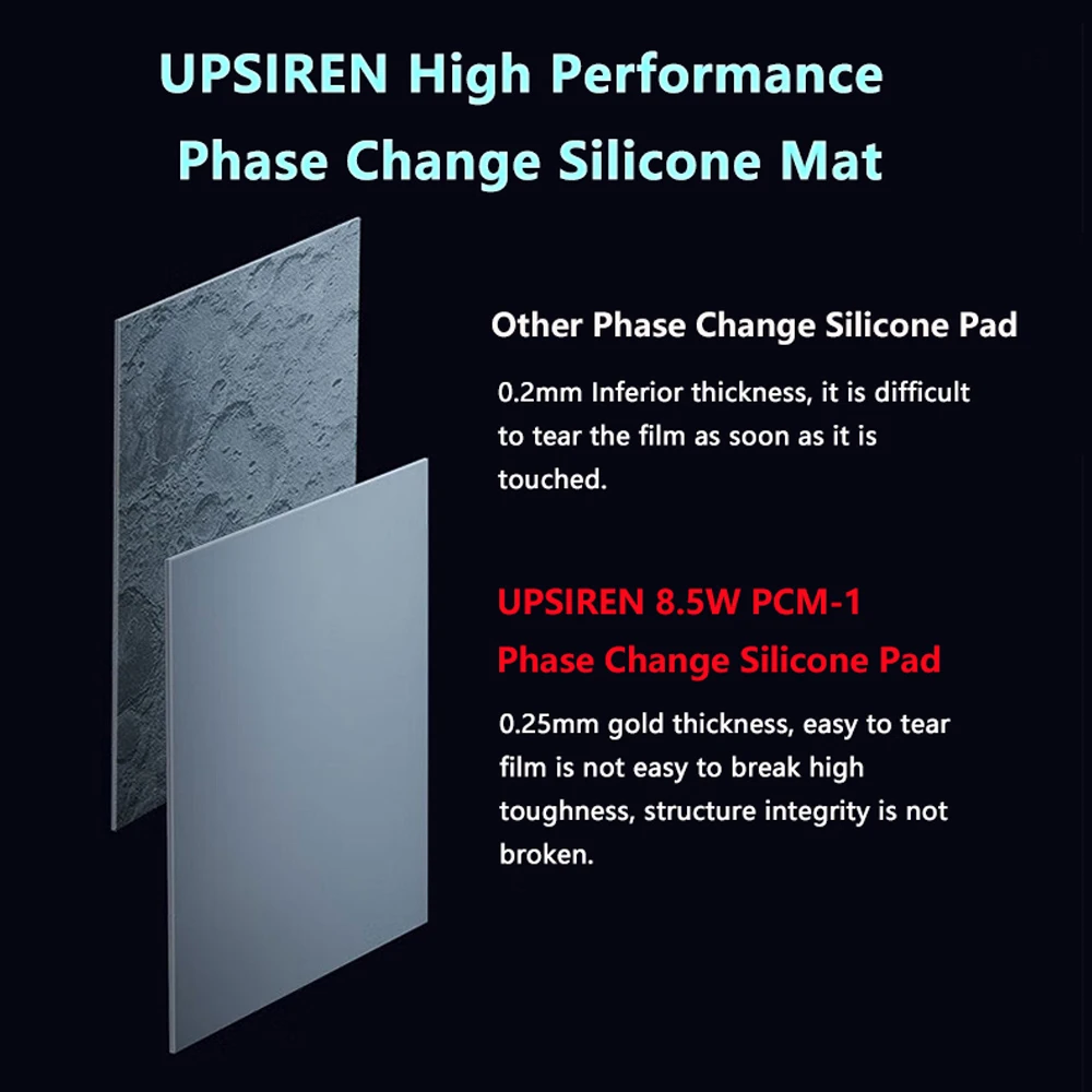 UPSIREN-almohadilla PCM conductora térmica, almohadilla PCM de silicona sólida con cambio de fase, 80x80 PCM - imagen 4