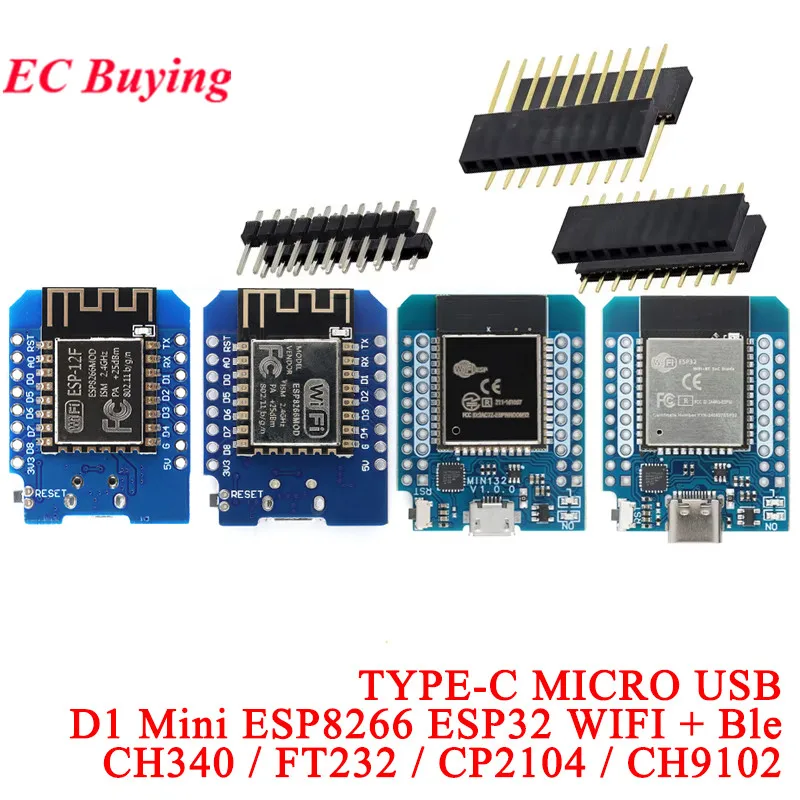 D1 MINI LIVE ESP8266 ESP32 WiFi + Bluetooth-c ESP-32 CH340 FT232 CP2104 CH9102 Módulo de placa de desarrollo para Wemos MICRO/TYPE-C