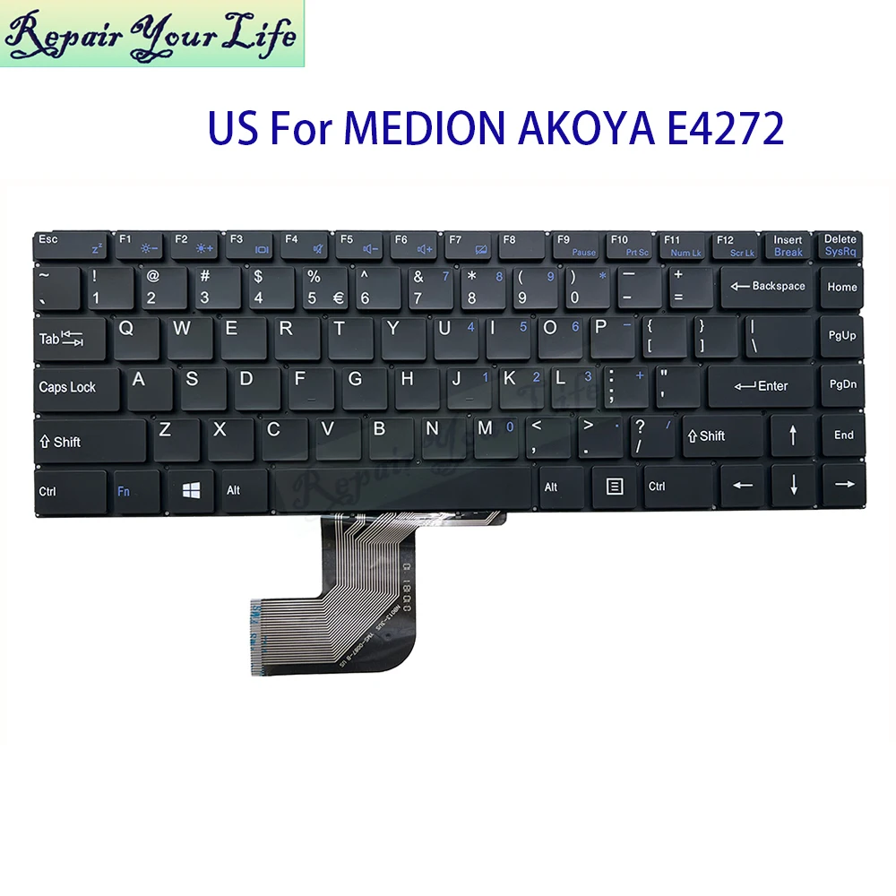Teclado Inglés de EE. UU. para MEDION AKOYA E4272 MD63320 MD63300 MD61612 3002677 NB013-3US YMS-0087-B teclados para portátiles de Estados Unidos