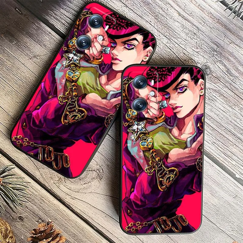 J-JoJo Bizarres A-Adventure para OPPO Reno 7 A96 A40 A58 5 6 Realme GT A74 A78 Neo2 A74 A78 Find X5 X3 X7 X8 funda de teléfono negra - imagen 3