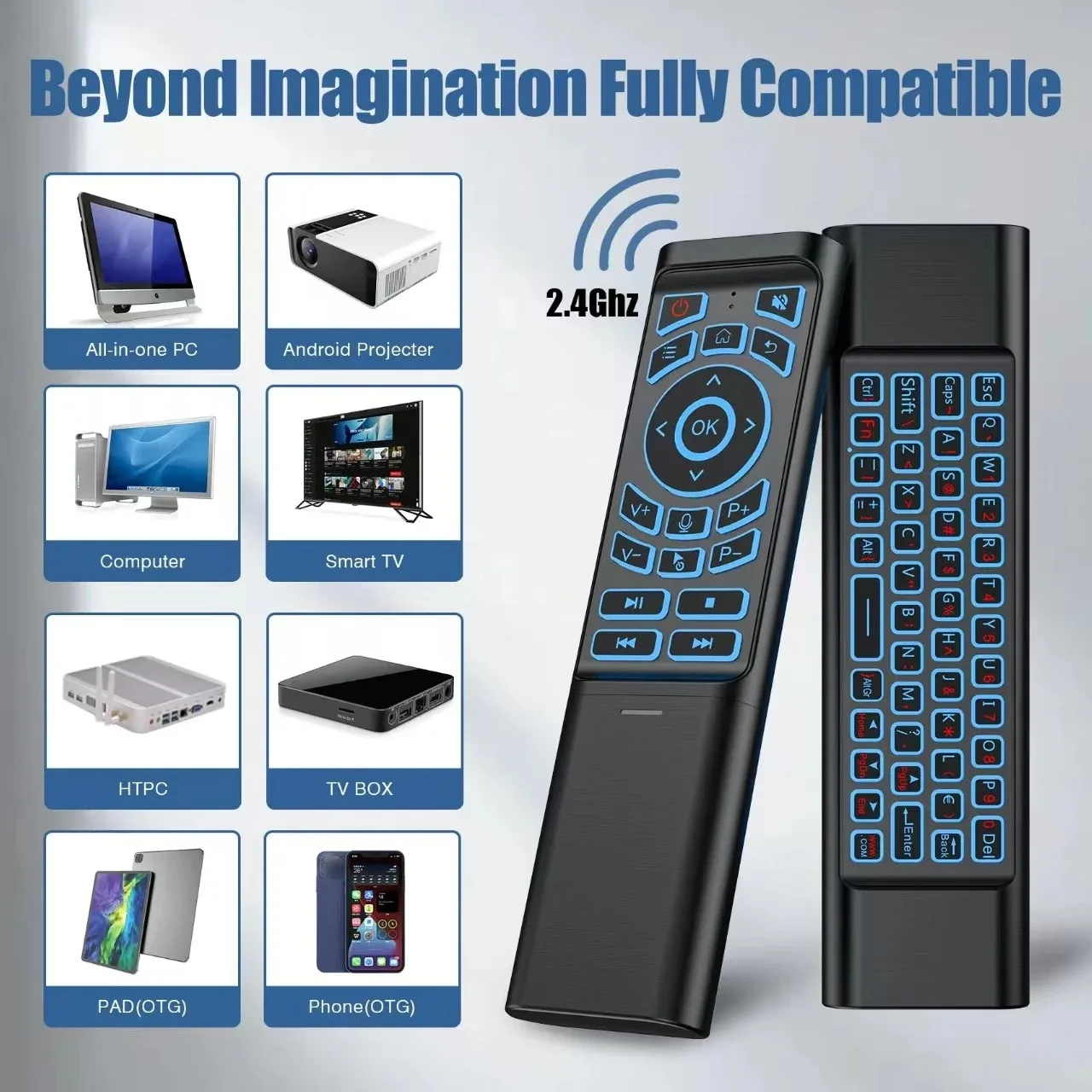 Air Mouse Control remoto giroscopio 7 colores retroiluminado modo Dual BT5.2 2,4G teclado inalámbrico ratón para PC Android Smart TV Box - imagen 3